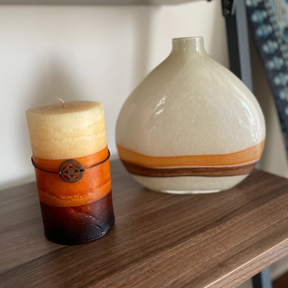 Pier One Retro 70's Blown Glass Vase Y2K Style - CANDLE & BOX NOT INCLUDED - Picture 5 of 12